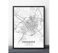 Cuadro Sobre Lienzo,Zaragoza España Mapa De La Ciudad Arte De La Pared Grandes Carteles Impresiones Modernos Blanco Y Negro Rectángulo De La Ciudad Pinturas Murales Pop Obras De Arte Para La Decora