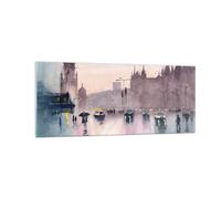 Cuadro Sobre Vidrio 100x40cm Cuadros Pared Acuarela Ciudad Monumentos Históricos