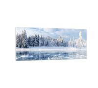 Cuadro Sobre Vidrio 100x40cm Cuadros Pared Bosque Hielo Lago Wall Art Prints
