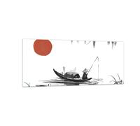 Cuadro Sobre Vidrio 100x40cm Cuadros Pared China Pescador Dibujo Wall Art Prints