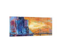 Cuadro Sobre Vidrio 100x40cm Cuadros Pared Ciudad Puente Empasto Wall Art Prints