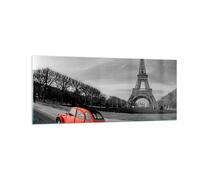 Cuadro Sobre Vidrio 100x40cm Cuadros Pared Coche Eiffle cultura arquitectura Art