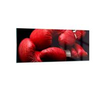Cuadro Sobre Vidrio 100x40cm Cuadros Pared Deporte guantes cuero competencia Art
