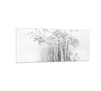 Cuadro Sobre Vidrio 100x40cm Cuadros Pared Esbozo Bosque Abedul Wall Art Prints