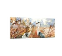 Cuadro Sobre Vidrio 100x40cm Cuadros Pared Grullas Aves Otoño Wall Art Prints