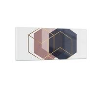 Cuadro Sobre Vidrio 100x40cm Cuadros Pared Hexágonos Moderno Oro Wall Art Prints