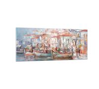Cuadro Sobre Vidrio 100x40cm Cuadros Pared Isla Barcos Puerto Wall Art Prints
