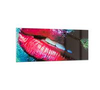 Cuadro Sobre Vidrio 100x40cm Cuadros Pared Labios cara mujer Wall Art Prints