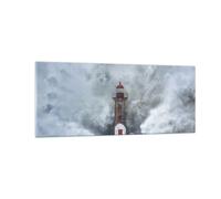 Cuadro Sobre Vidrio 100x40cm Cuadros Pared Linterna Mar Tormenta Wall Art Prints