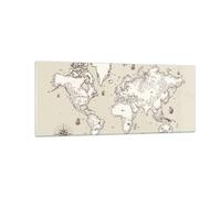 Cuadro Sobre Vidrio 100x40cm Cuadros Pared Mapa Mundo clásico continentes Art