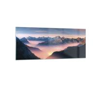 Cuadro Sobre Vidrio 100x40cm Cuadros Pared Montañas Nubes Niebla Wall Art Prints