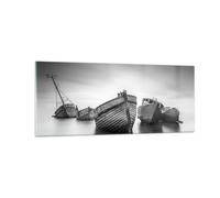 Cuadro Sobre Vidrio 100x40cm Cuadros Pared Łódź Naufragio Barco Wall Art Prints