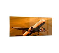 Cuadro Sobre Vidrio 100x40cm Cuadros Pared Pasajeros avión avión alas Wall Art