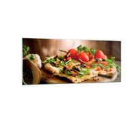 Cuadro Sobre Vidrio 100x40cm Cuadros Pared Pizza vegetariana italia comida Art