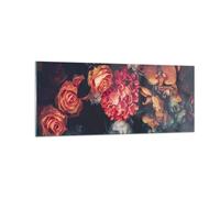 Cuadro Sobre Vidrio 100x40cm Cuadros Pared Ramo Flores Rosas Wall Art Prints