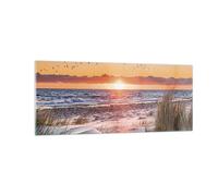 Cuadro Sobre Vidrio 100x40cm Cuadros Pared Sol Playa Aves Wall Art Prints Decor