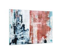 Cuadro Sobre Vidrio 100x70cm Cuadros Pared abstracción azul marino rojo Wall Art