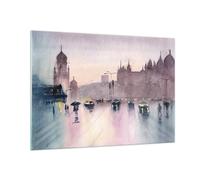 Cuadro Sobre Vidrio 100x70cm Cuadros Pared Acuarela Ciudad Monumentos Históricos