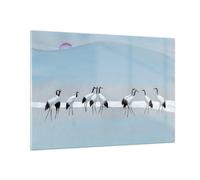 Cuadro Sobre Vidrio 100x70cm Cuadros Pared Aves Grullas Naturaleza Wall Art