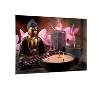 Cuadro Sobre Vidrio 100x70cm Cuadros Pared Buda velas Religión Wall Art Prints