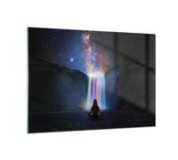 Cuadro Sobre Vidrio 100x70cm Cuadros Pared Cascada Las Estrellas Meditación Art