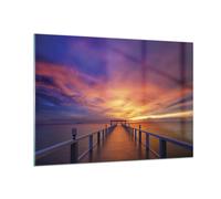 Cuadro Sobre Vidrio 100x70cm Cuadros Pared Cielo Los Colores Muelle Wall Art