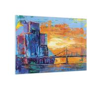 Cuadro Sobre Vidrio 100x70cm Cuadros Pared Ciudad Puente Empasto Wall Art Prints
