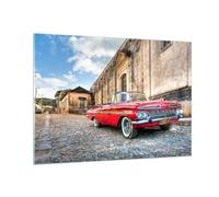 Cuadro Sobre Vidrio 100x70cm Cuadros Pared Coche clásico cuba chevrolet Wall Art