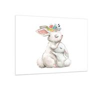 Cuadro Sobre Vidrio 100x70cm Cuadros Pared Conejo Liebre Infantil Wall Art