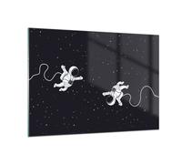 Cuadro Sobre Vidrio 100x70cm Cuadros Pared Dibujos animados astronautas cosmos