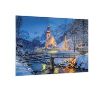 Cuadro Sobre Vidrio 100x70cm Cuadros Pared Festivo Iglesia Nieve Wall Art Prints