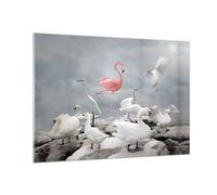 Cuadro Sobre Vidrio 100x70cm Cuadros Pared Flamenco Cisne Fantasía Wall Art