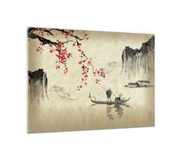 Cuadro Sobre Vidrio 100x70cm Cuadros Pared Flor Cerezas Japón Wall Art Prints