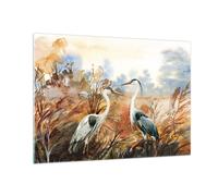 Cuadro Sobre Vidrio 100x70cm Cuadros Pared Grullas Aves Otoño Wall Art Prints