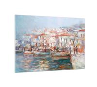 Cuadro Sobre Vidrio 100x70cm Cuadros Pared Isla Barcos Puerto Wall Art Prints