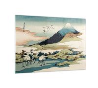 Cuadro Sobre Vidrio 100x70cm Cuadros Pared Japón Grullas Imagen Wall Art Prints