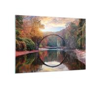 Cuadro Sobre Vidrio 100x70cm Cuadros Pared Jardín Rododendros Puente Wall Art