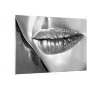 Cuadro Sobre Vidrio 100x70cm Cuadros Pared Labios cara hembra lápiz labial Art