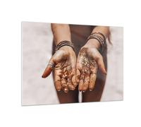 Cuadro Sobre Vidrio 100x70cm Cuadros Pared Manos Playa Oro Wall Art Prints Decor