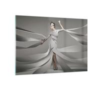 Cuadro Sobre Vidrio 100x70cm Cuadros Pared Mujer modelo rayas las emociones Art