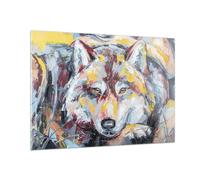 Cuadro Sobre Vidrio 100x70cm Cuadros Pared Óleo Lobo Perro Wall Art Prints Decor