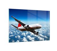 Cuadro Sobre Vidrio 100x70cm Cuadros Pared Pasajeros avión motores nubes Art