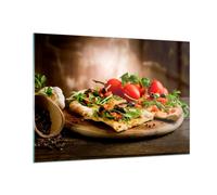 Cuadro Sobre Vidrio 100x70cm Cuadros Pared Pizza vegetariana italia comida Art