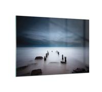 Cuadro Sobre Vidrio 100x70cm Cuadros Pared Rompeolas Niebla Noche Wall Art