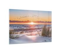 Cuadro Sobre Vidrio 100x70cm Cuadros Pared Sol Playa Aves Wall Art Prints Decor