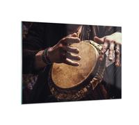 Cuadro Sobre Vidrio 100x70cm Cuadros Pared Tambor India Músico Wall Art Prints