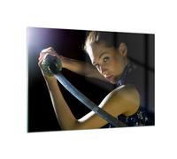 Cuadro Sobre Vidrio 100x70cm Cuadros Pared Valiente hembra metal espada Wall Art