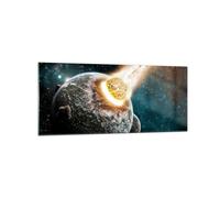 Cuadro Sobre Vidrio 120x50cm Cuadros Cataclismo Apocalipsis Cometa Explosión