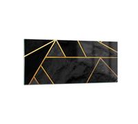 Cuadro Sobre Vidrio 120x50cm Cuadros Pared Abstracción Oro Negro Wall Art Prints