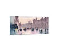 Cuadro Sobre Vidrio 120x50cm Cuadros Pared Acuarela Ciudad Monumentos Históricos